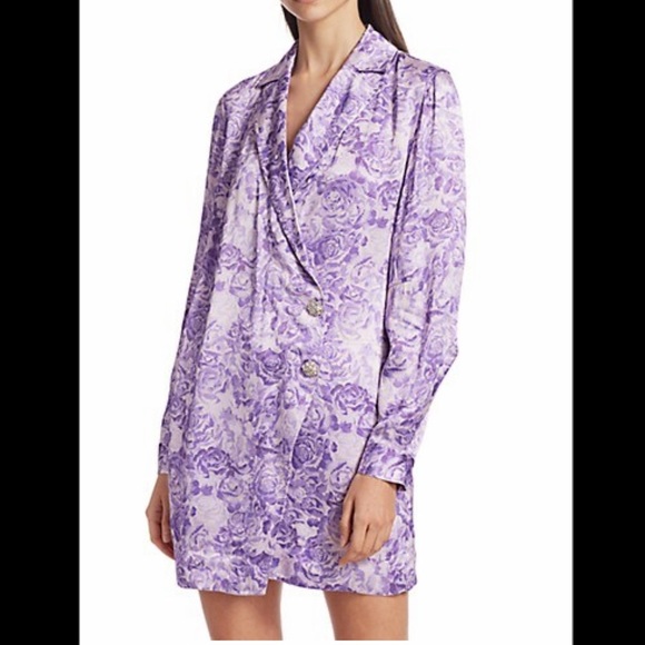 NWT Ganni Long Sleeve Heavy Silk Dress - Picture 2 of 7